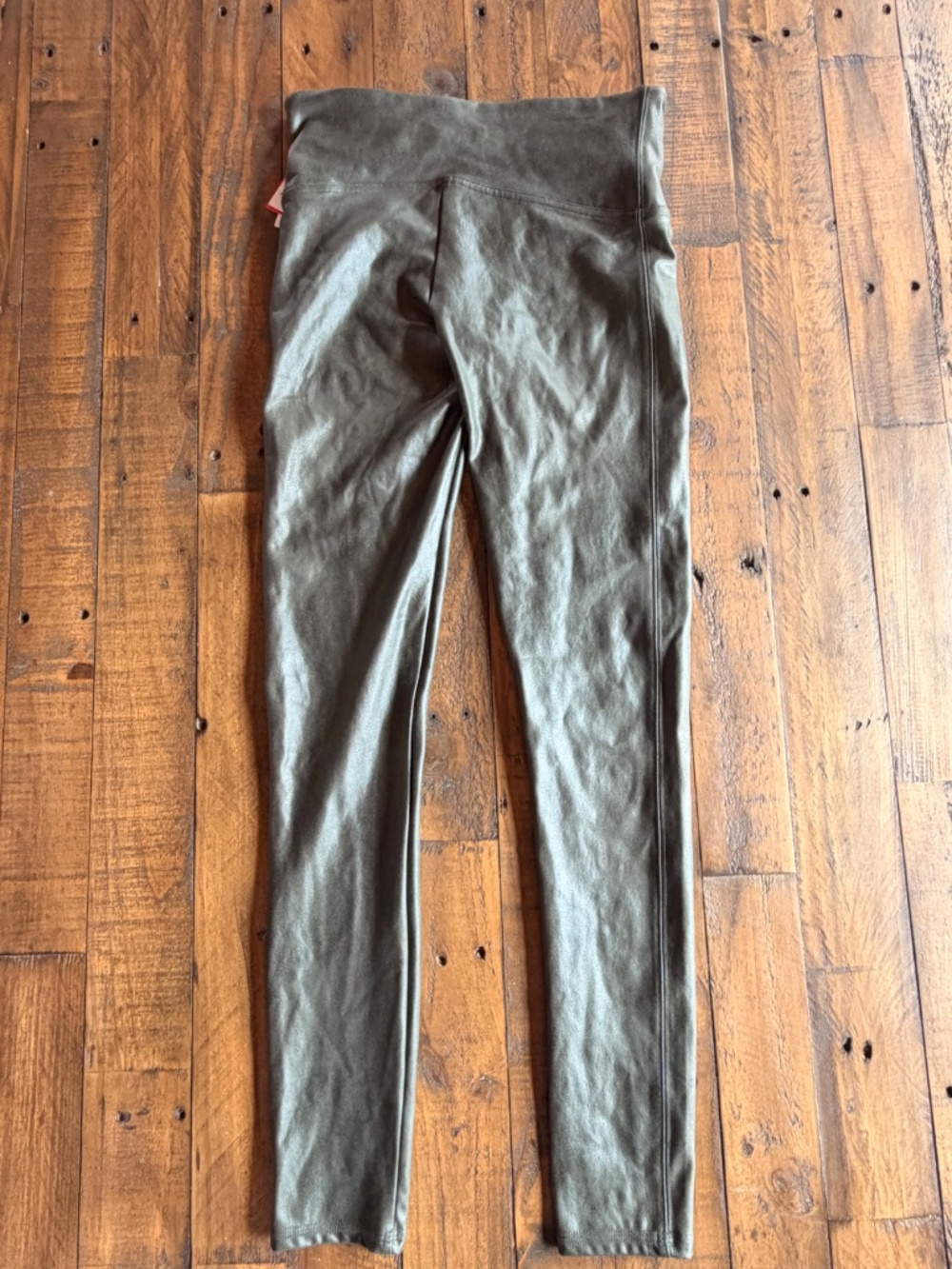 SPANX Faux Leather Leggings Rich Olive M NWT High Rise Shaping Pull On - Picture 4 of 8